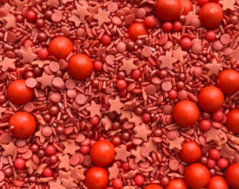 All Red Sprinkle Mix.Confetti, Stars, Pearls & Chocolate Balls In Red. Cake decorating, cupcakes sprinkles | Red