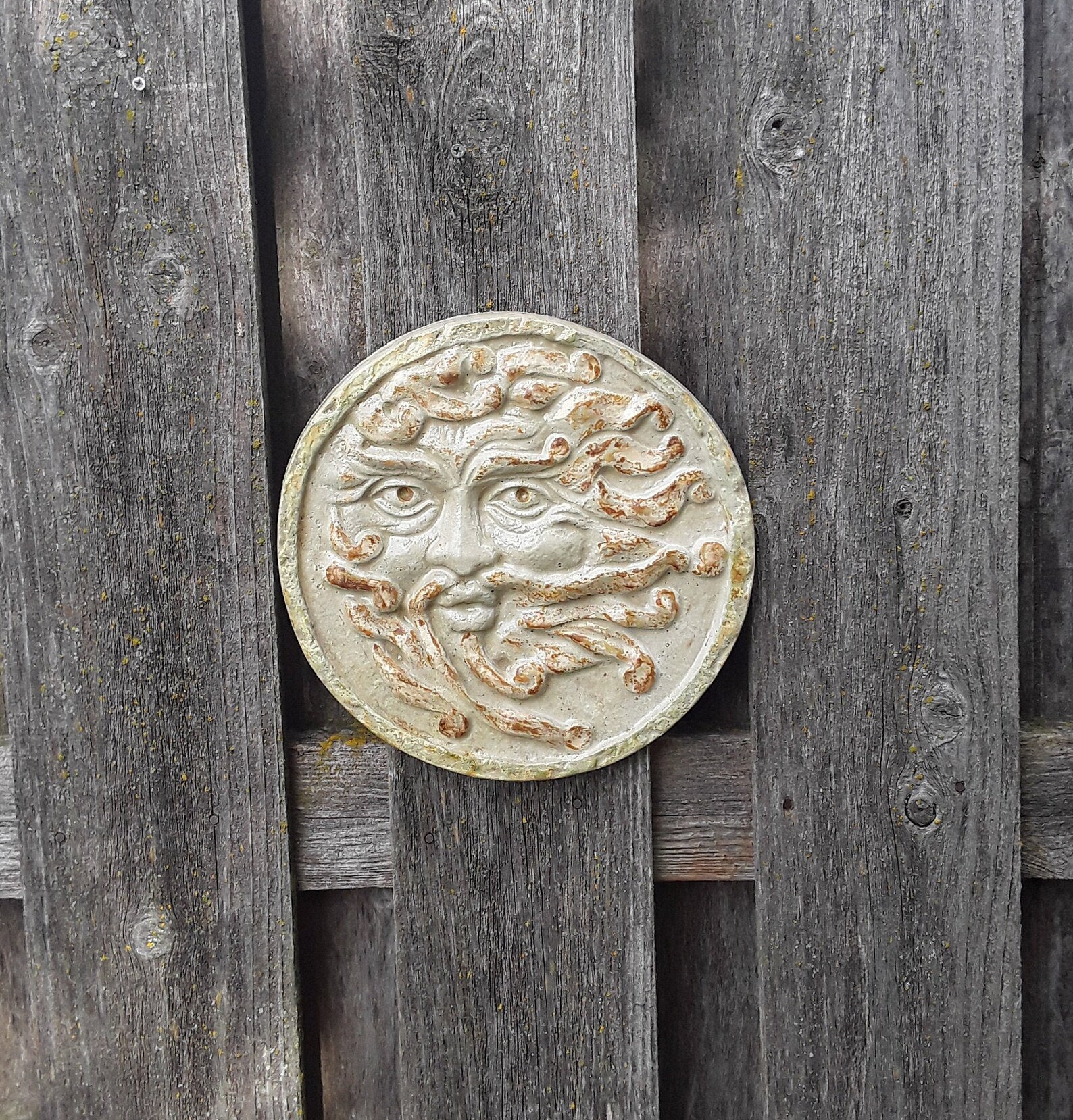 Garden Face Outdoor Plaque Concrete Garden Statue Natural Etsy