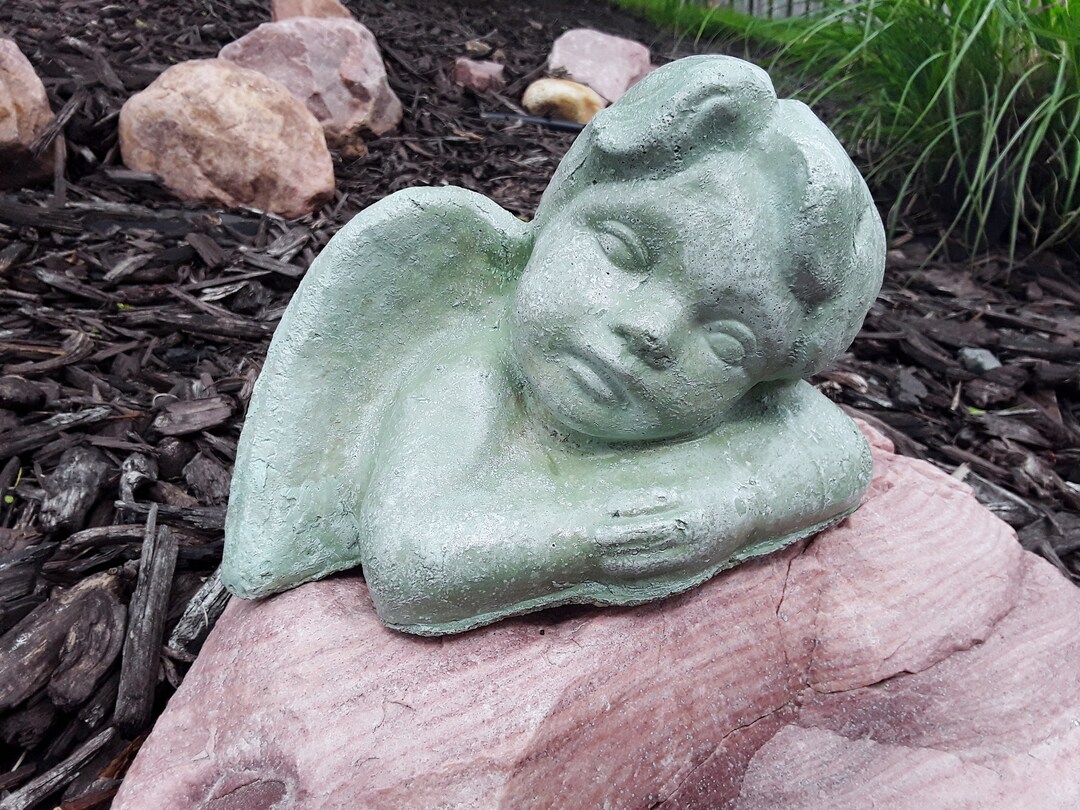 Garden Angel Statue Memorial Stone Concrete Garden Statue Etsy Denmark