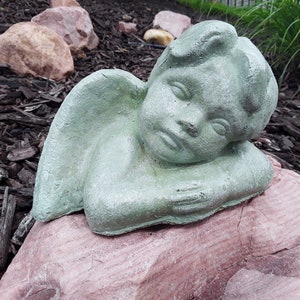 Garden Angel Statue,  Memorial Stone, Concrete Garden Statue, Cherub, Memorial Statue, Garden Decor, Angel Garden Decor
