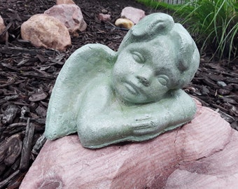 Garden Angel Statue,  Memorial Stone, Concrete Garden Statue, Cherub, Memorial Statue, Garden Decor, Angel Garden Decor