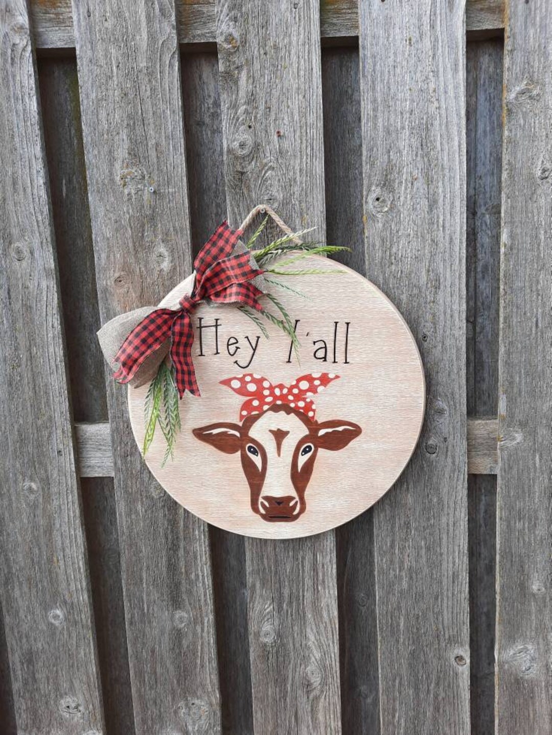 18 Cow Head Door Hanger, Front Door Sign, Wood Door Wreath, Rustic Door Hanger Etsy