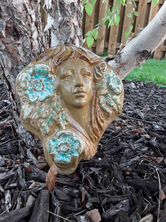Fairy Garden Statue Face Cement Outdoor Fae Fairy Garden Statue Face Cement, Garden Statue Fairy