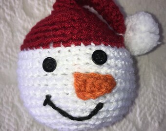 Hand Crocheted Snowman Ornament