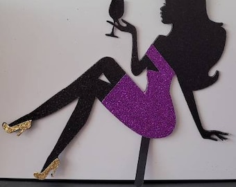 Party Décor Paper & Party Supplies Woman Toper Birthday Cake Topper,cake  topper birthday,custom cake topper CT1303 Sitting Girl Silhouette Cake  Topper Party Supplies etna.com.pe