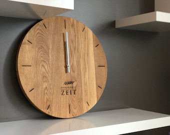 Wood Wall Clock Engraved Personalised Custom Unique Family Wedding Gift Oak