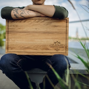 Tabla de cortar de madera de roble personalizada grande, tabla de cortar grabada