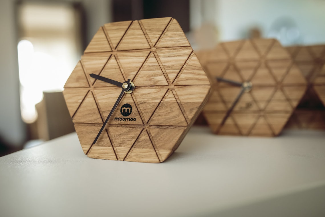 Desk Clock Modern Desk Clock Oak Desk Clock Wood Desk Etsy Australia