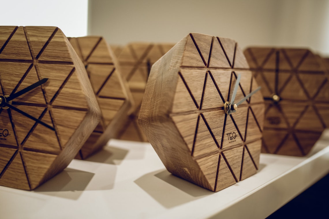 Desk Clock Modern Desk Clock Oak Desk Clock Wood Desk Etsy