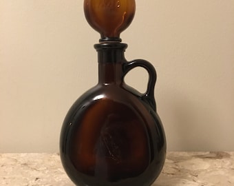 Vintage Old Fitzgerald Kentucky Bourbon Whiskey Tournament Decanter Bottle with Cork Stopper Sheild Pattern by Weller Stitzel c.1963