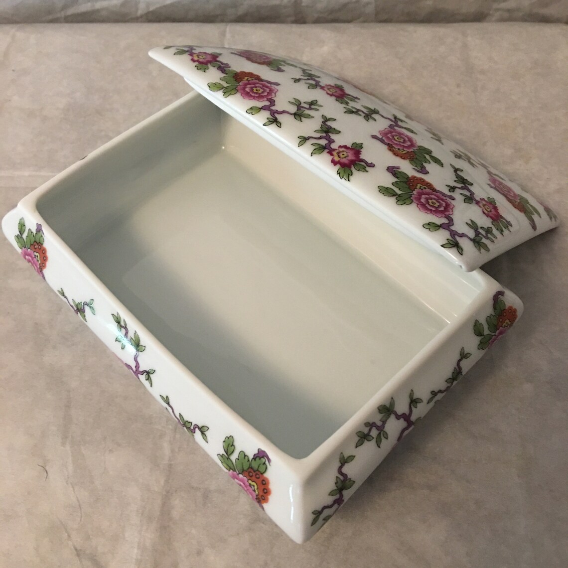 Vintage LEC Limoges porcelain jewelry box/ trinket/cigarette Etsy