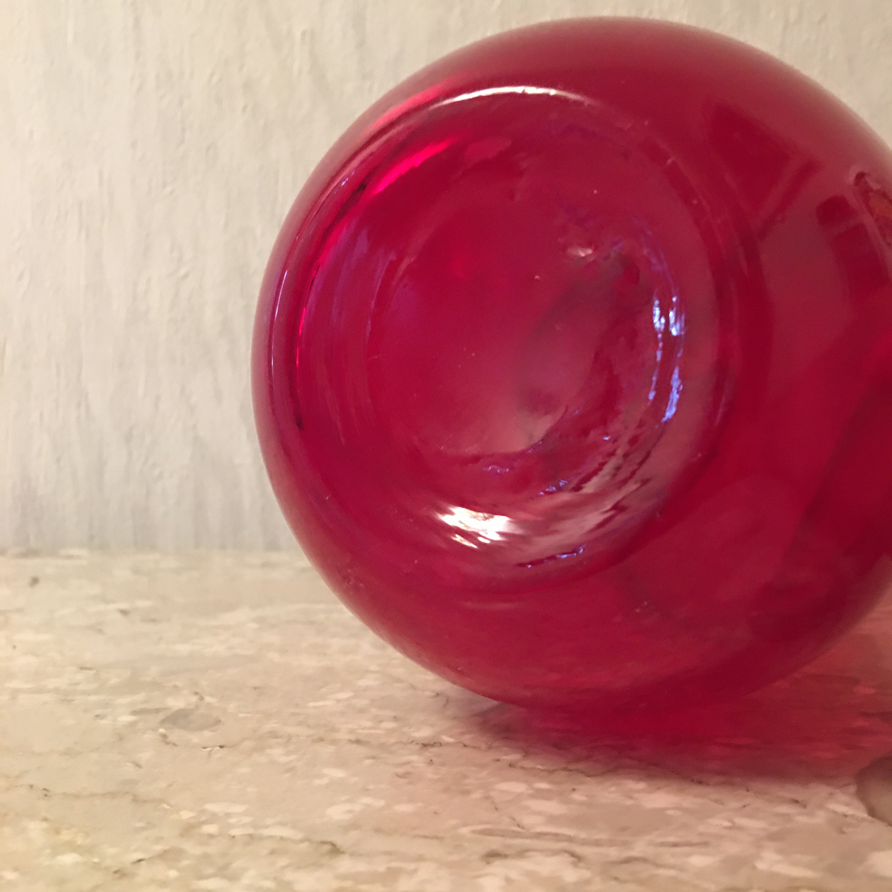 Vintage Crimson Red Glass Hand Made Vase.hand Blown Mark on Etsy