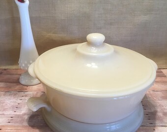 Fire King Custard Glass, Philbe Casserole Dish & Trivet, Casserole Dish, Fire King, Vintage Kitchen, Kitsch, Milk Glass, Wedding Decor