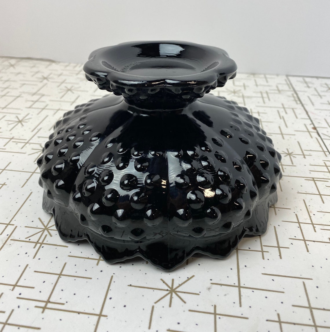 Fenton Black Glass Candle Holder Bowl Candle Bowl Fenton Etsy
