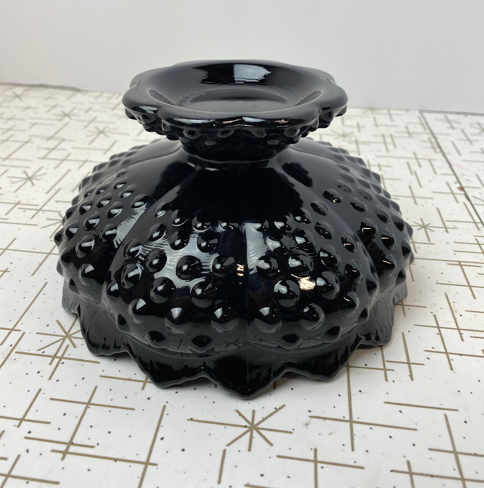 Fenton Black Glass Candle Holder Bowl Candle Bowl Fenton Etsy