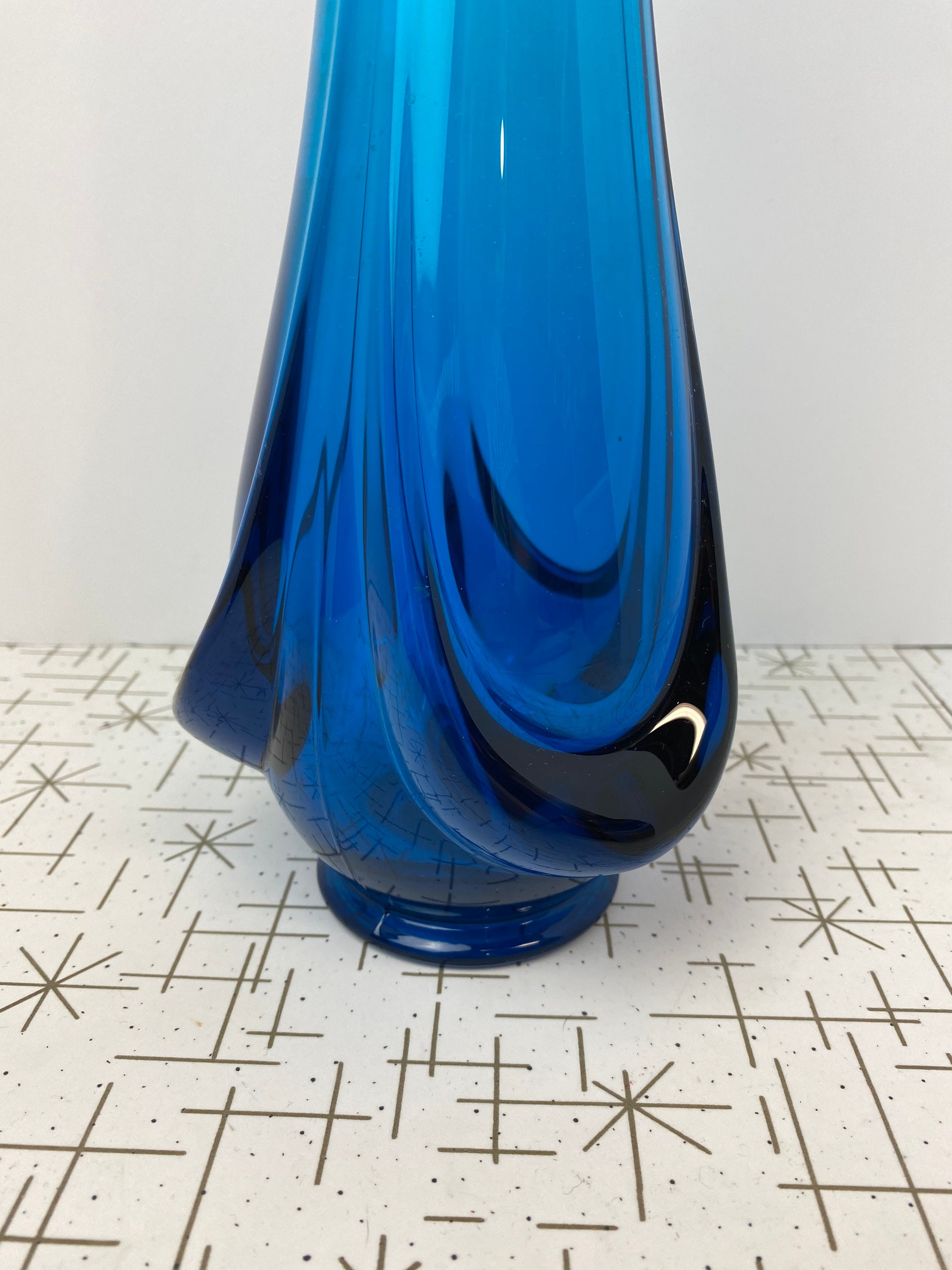 Viking Epic Drape Bluenique Large Vase Art Glass Swung Vase Etsy