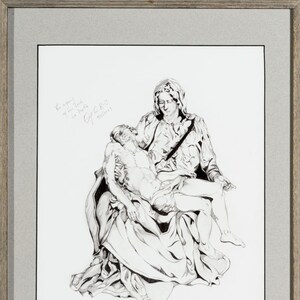 Michelangelo inspired Renaissance Art Pencil Drawing Print La Pieta image 3