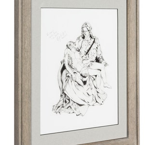 Michelangelo inspired Renaissance Art Pencil Drawing Print La Pieta image 5