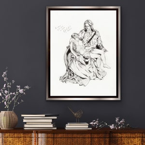 Michelangelo inspired Renaissance Art Pencil Drawing Print La Pieta image 6