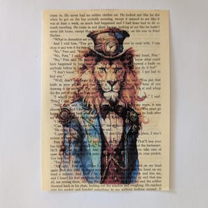 Steampunk Lion - Book Page Print