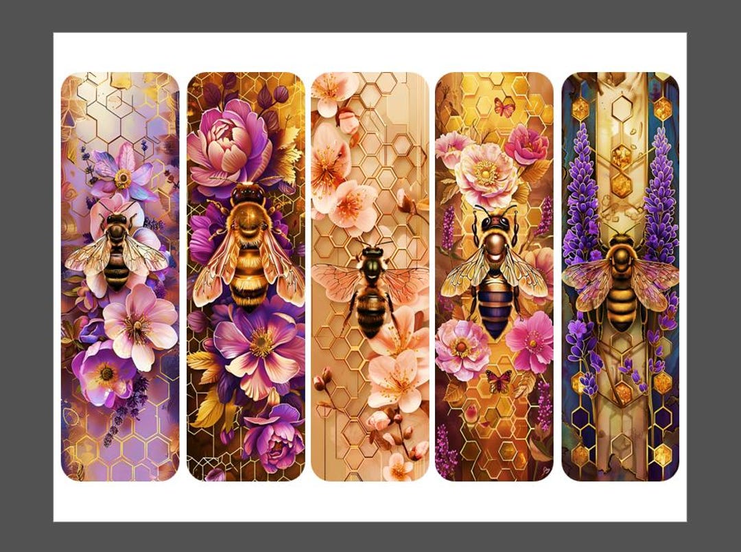 Vibrant Honey Bee Bookmarks, Set of Five - Etsy