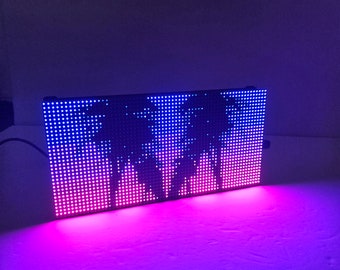 Outrun Vaporware Animated Pixel LED Matrix Display Desk Lamp