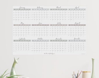 Calendario de pared 2024, Calendario minimalista, Calendario de año completo,