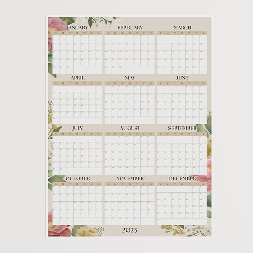 2023 Large Wall Calendar Year at A Glance Wall Planner New Etsy Canada