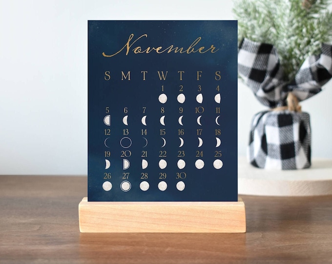 2023 Full Moon Desk Calendar, Lunar Phase Calendar, Etsy