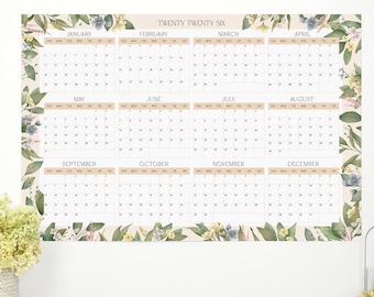Elegant 2026 Wall Calendar | Yearly Planner for Office & Home | Botanical Wildflower