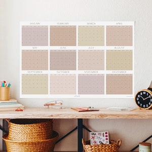 Modern Pastel 2024 Wall Planner, Large Wall Calendar, New Job Gift For Best Friend,