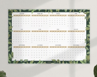 Large Botanical Wall Calendar 2024, Home Office Wall Planner, New Job Gift,