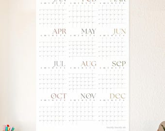 Grand calendrier mural minimaliste 2026, affiche d'agenda annuel pour bureau à domicile,