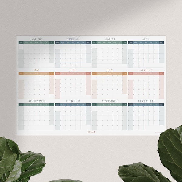 2024 Wall Calendar, Large Wall Planner, Home Office Decor,