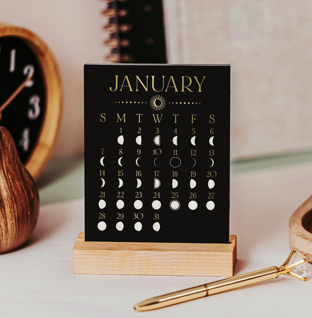 Moon Calendar 2024, Full Moon Desk Calendar, Etsy