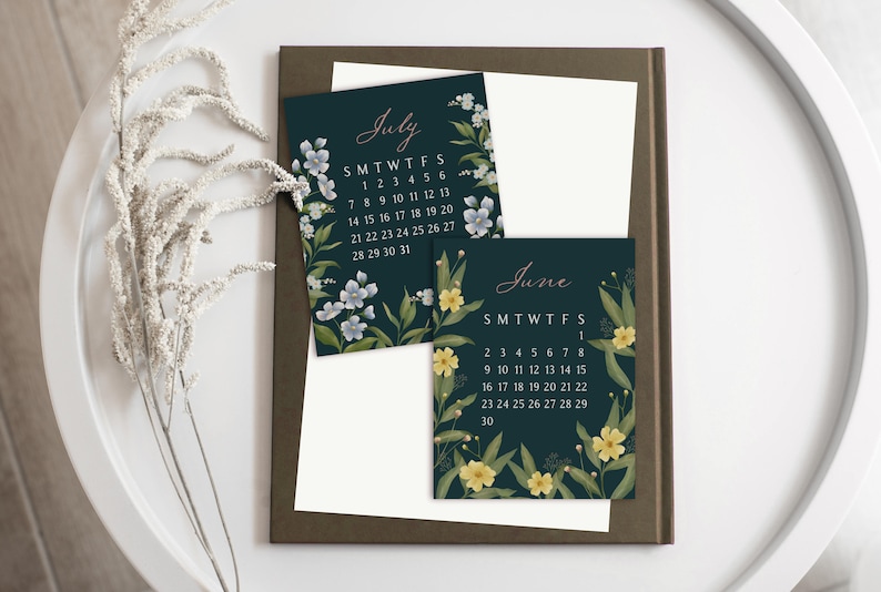 Tarjetas de recarga del calendario 2024, decoración de escritorio floral, imagen 6