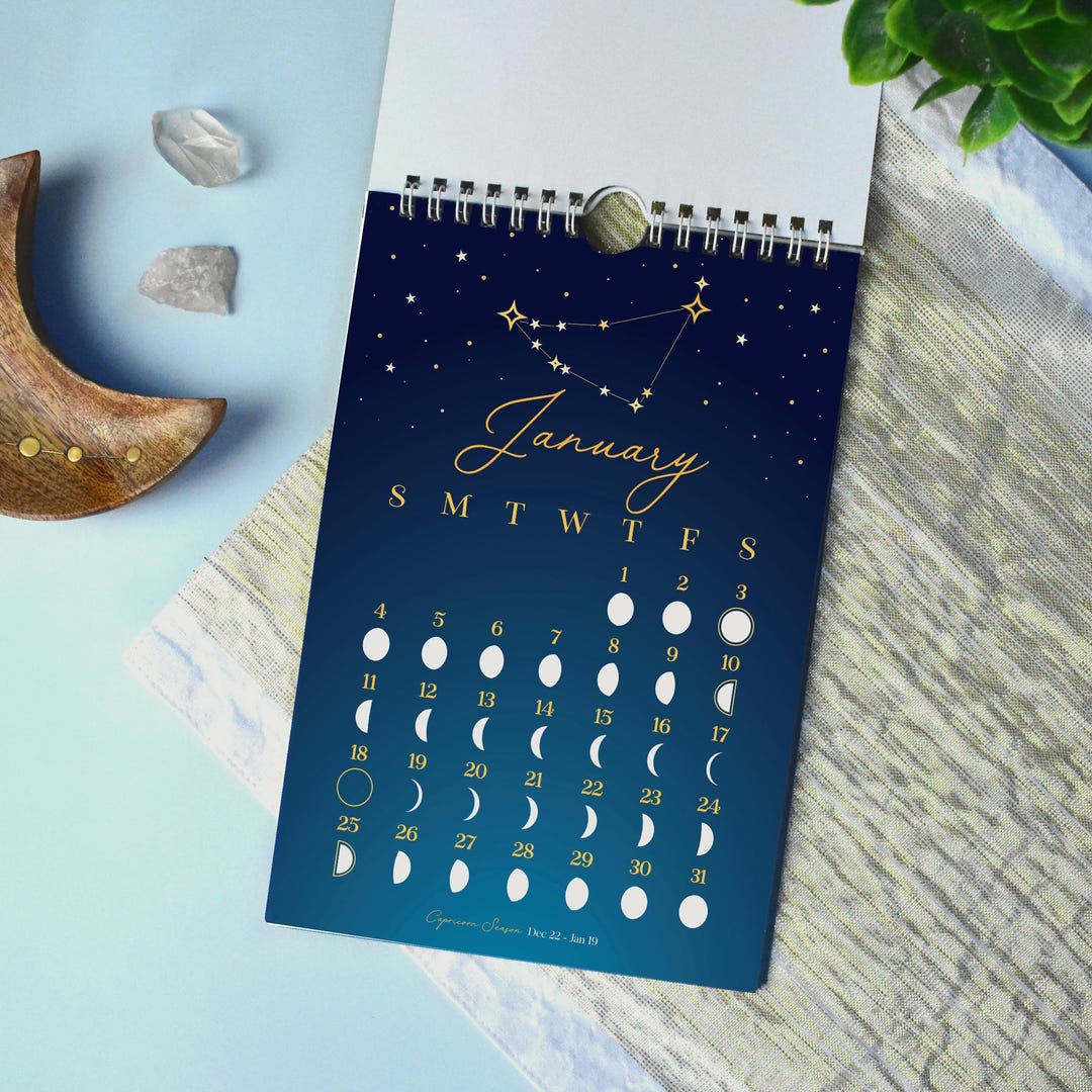 2026 Moon Calendar With Zodiac Constellations, 6x9 Spiral Calendar - Etsy