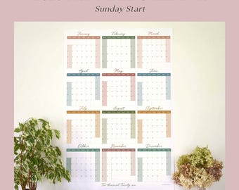 2026 Boho Wall Planner | Sunday Start Printable PDF