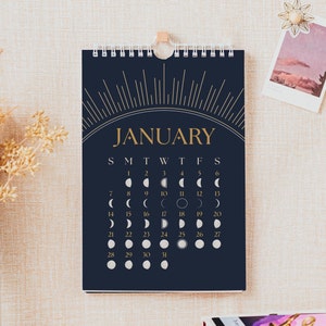 2024 Moon Phase Calendar, Celestial Wall Art, Small Wall Calendar,