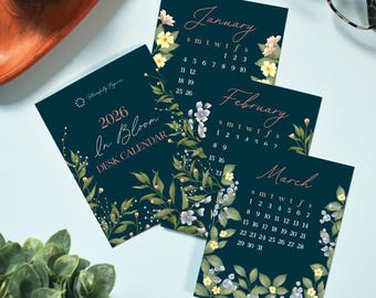 2026 Floral Desk Calendar Refill Cards, Home Office Decor
