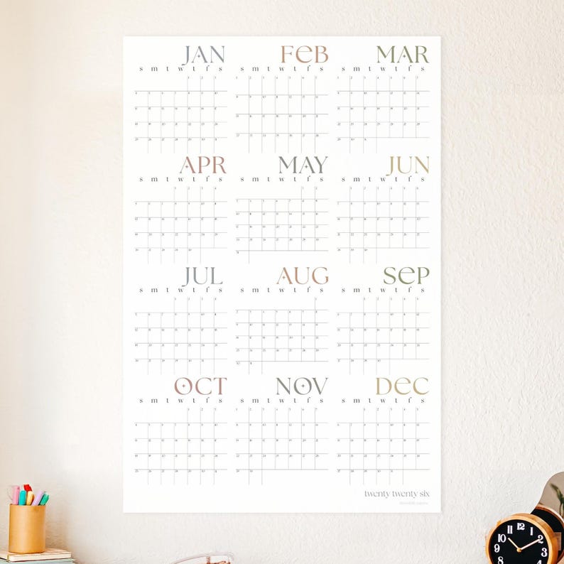 2026 Minimalist Large Wall Calendar, Yearly Planner Poster For Home Office,