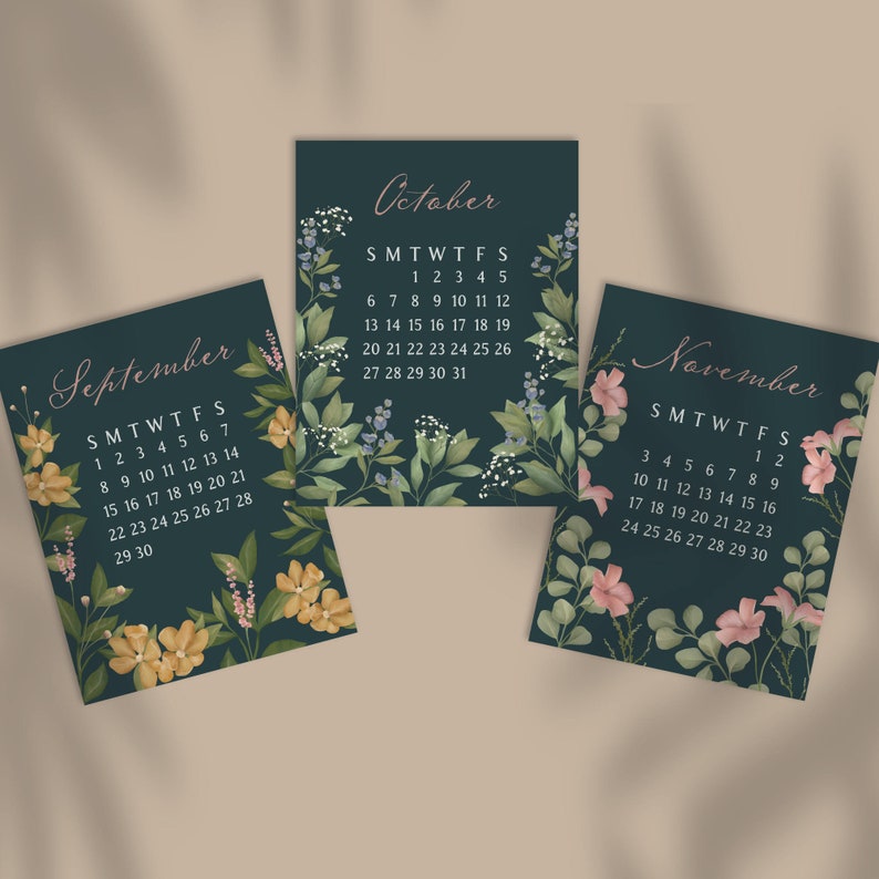 Tarjetas de recarga del calendario 2024, decoración de escritorio floral, imagen 5