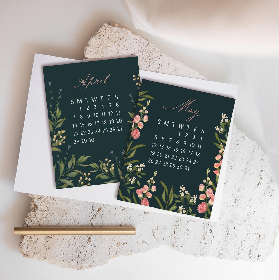 2024 Calendar Refill Cards, Floral Desk Decor, - Etsy