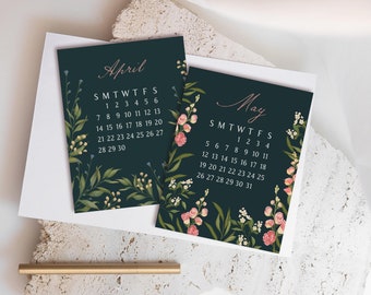 2024 Calendar Refill Cards, Floral Desk Decor,