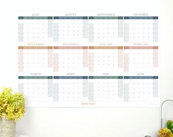 2627 Midyear Wall Planner Poster in Neutral Boho Tones