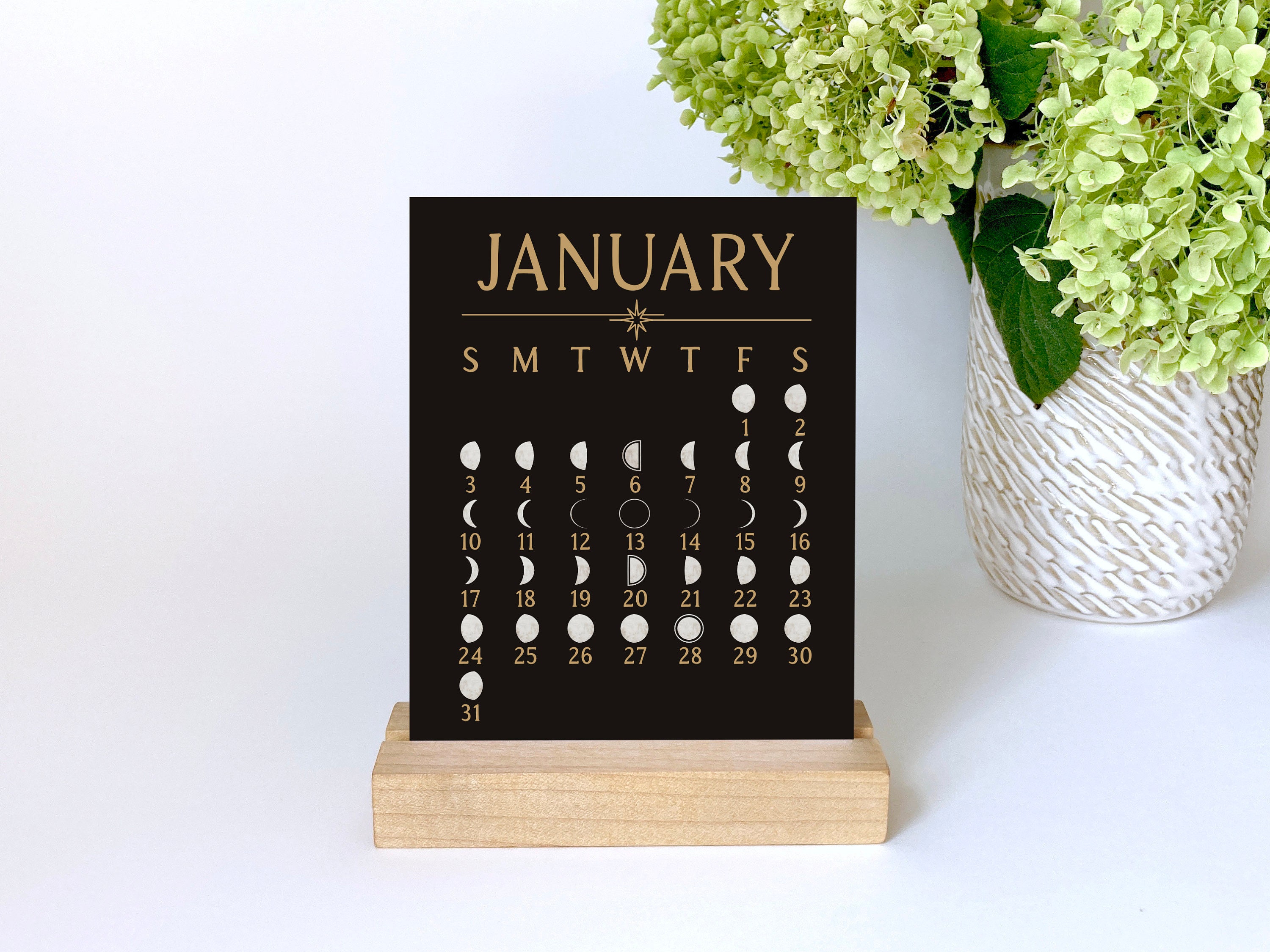 2021 Moon Calendar Lunar Cycle Desk Calendar Full Moon Desk Etsy