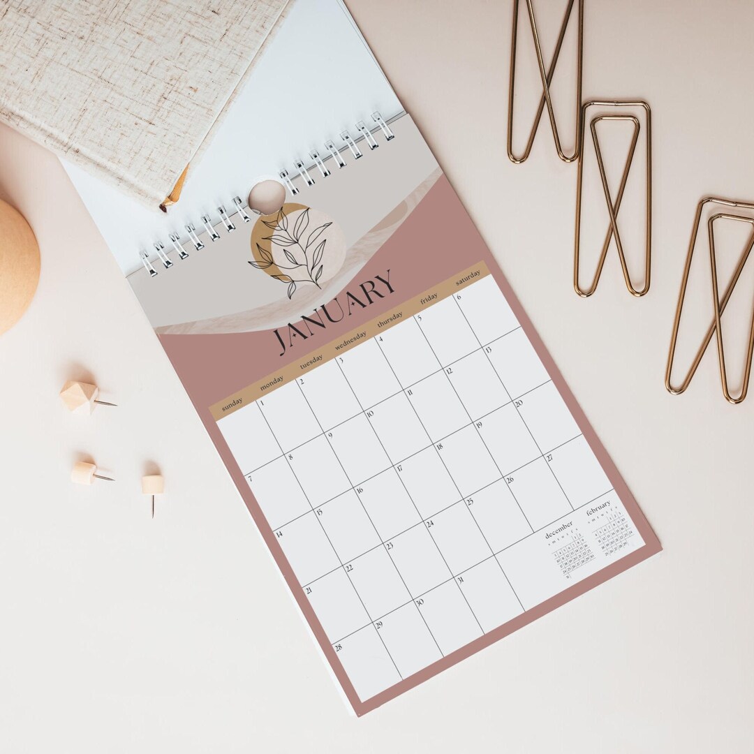 2024 Boho Calendar, 6x9 Wall Calendar, Gift for Best Friend, Etsy
