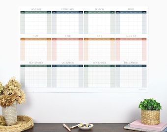 Colourful Undated Wall Planner for Family or Teacher Organization