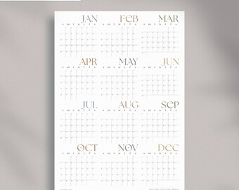 2024 druckbarer Kalender, minimalistischer Wandkalender, Wandkalender 2024,