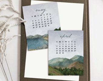 2024 Landscape Calendar, Illustrated Art, Calendar Refill Cards,